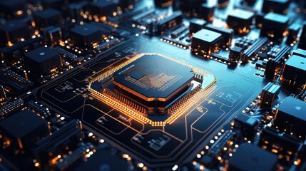 Close-up background of high-tech electronic chips