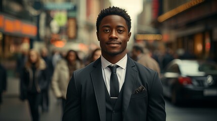 Fototapeta premium 営業中のアフリカ系ビジネスマン