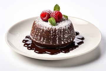 Homemade Chocoalte Molten Lava Cake isolated on white background