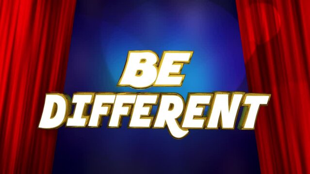 Be Different Red Curtains Spotlight Unique Special Stand Out 3d Animation