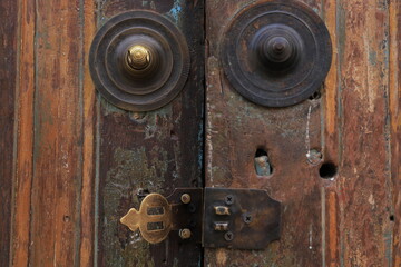 Vintage brown old wooden door. Great for vintage backgrounds