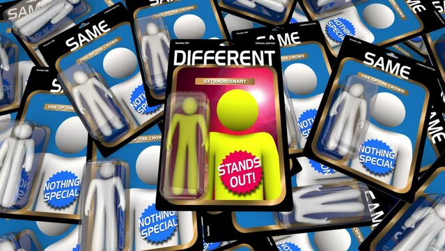 Different Person Stands Out From Same Crowd People Action Figures 3d Animation