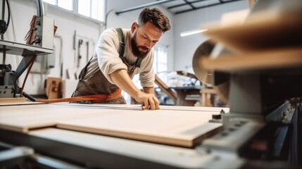 Carpenter working at his workshop.