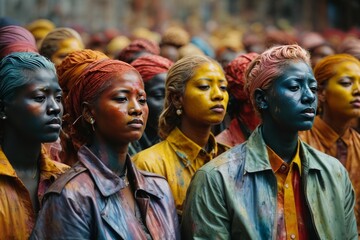 Group of colorfully painted people