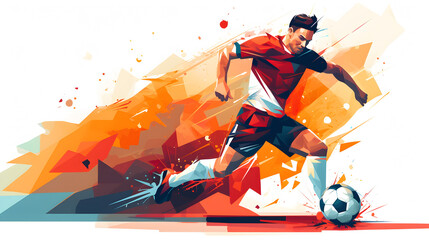 soccer player on abstract colorful background