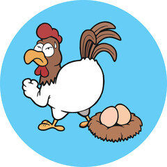 Animation of a chicken laying eggs