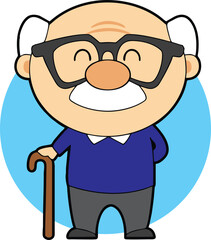 Animation of grandfather using a cane