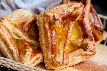 toasted bread with pineapple in the center - mexican bread