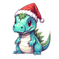 Cute Dinosaur Christmas Clipart Illustration