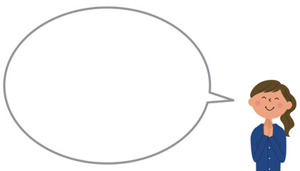 喜ぶ若い女性　ふきだし