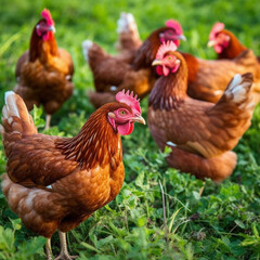 Fototapeta premium closeup shot of a group of chicken