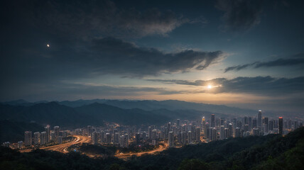 Obraz premium AI Imagined Kuala Lumpur Night City Scape