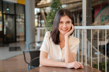 Portrait of beautiful young businesswoman, Closeup face of a pretty asian model.