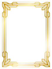 Art Deco gold frame vintage frame line geometric wedding label card frame png transparent background