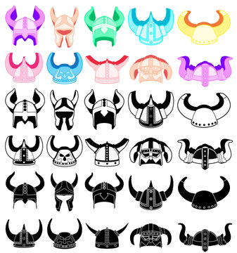 Set collections colorful trendy Viking icon design vector Illustration