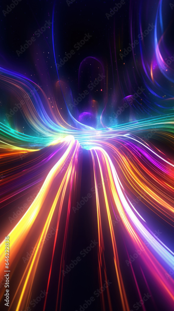 Poster abstract neon background with colorful lines