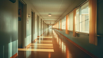 blurry hospital corridor with a luxurious and abstract design. 