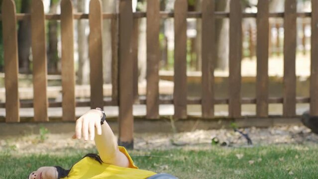 Woman faints outdoors. dizziness.