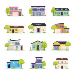 Set of house illustration flat design vector