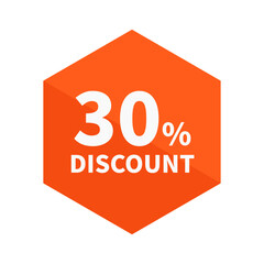 30 Discount In Orange Hexagonal Shape For Sale Promotion Business
