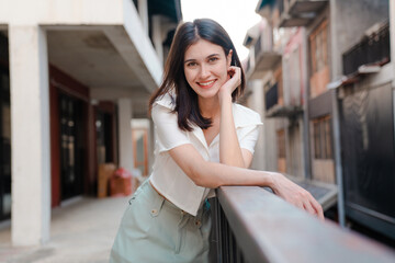 Portrait of beautiful young businesswoman, Closeup face of a pretty asian model.