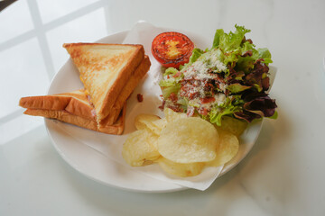 Delicious soft ham and cheese sandwich