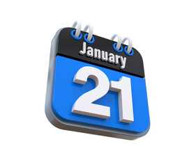 21 January Calendar 3d icon