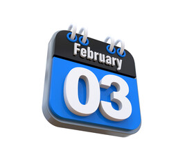 03 February Calendar 3d icon