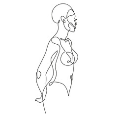 Woman Body Line Art Drawing. Nude Woman One Line Illustration. Female Figure Minimalist Modern Drawing. Vector EPS 10 