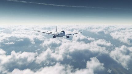 Fototapeta na wymiar 大空へ飛び立つ旅客機「AI生成画像」