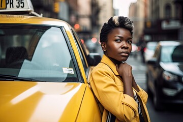 Portrait of a proud young african woman taxi driver