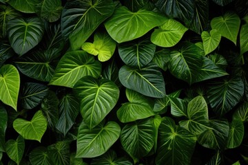 Green  different leaves background