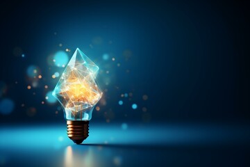 Light bulb,  idea concept with innovation and inspiration with blue glowing light on Dark background. 