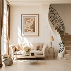 modern living room with stairs