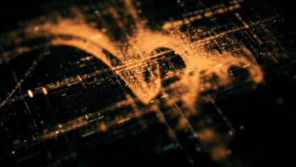 Advanced data matrix simulation UI with cutting-edge digital environment with a dynamic and immersive display of interconnected data matrix information networks systems background