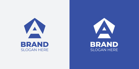 letter A pentagon minimalist shape. Abstract logotype for agencies and companies