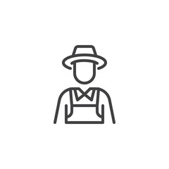 Farmer with hat and apron line icon