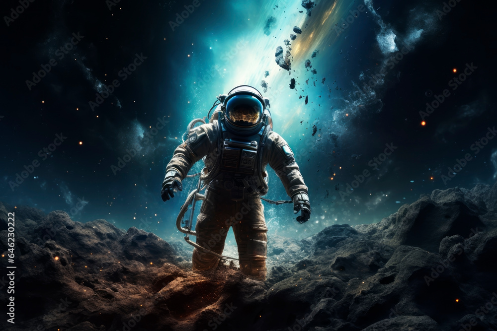 Wall mural astronaut in outer space. generative ai