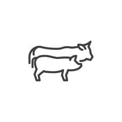 Farm animals line icon