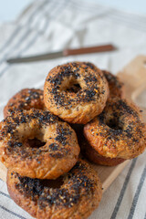 Assortment of freshly made bagels 