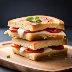 ham and sandwich on a plate Created using generative AI tools