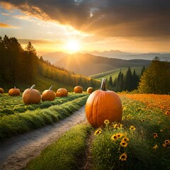 pumpkins on a field Created using generative AI tools