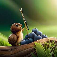 snail on leaf Created using generative AI tools