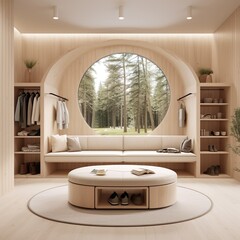 modern-cozy beige-toned dress room interior