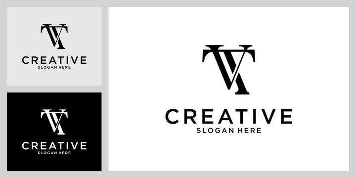 VT or TV initial letter logo design vector.