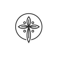church leaf cross icon vector concept design template