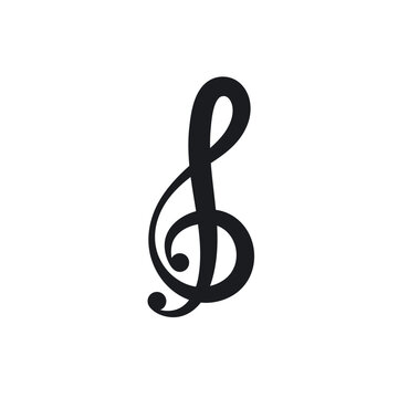 black treble clef  note icon for music and musical applications vector design