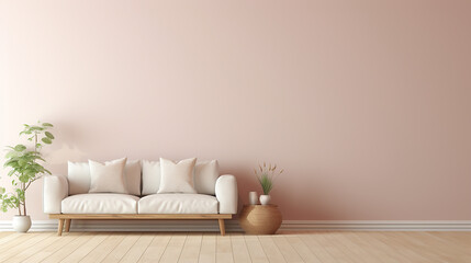 Fototapeta na wymiar Empty home interior beautifull pink wall mock up 3d rendering interior space design. Generative AI