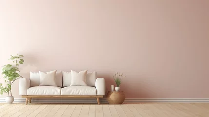 Foto op Aluminium Empty home interior beautifull pink wall mock up 3d rendering interior space design. Generative AI © Yellow