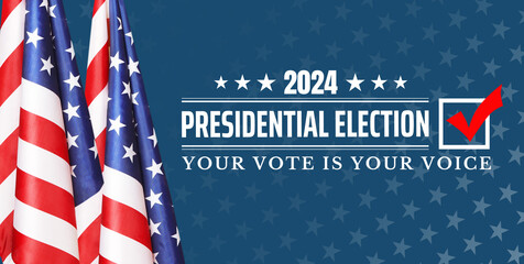 United States presidential election in 2024. USA flag. 3d illustration. - obrazy, fototapety, plakaty